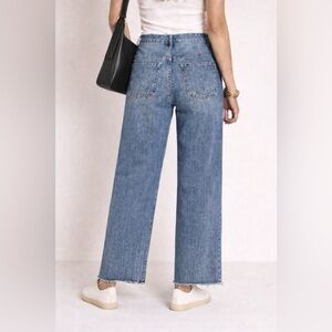 OAT New York High Rise Straight Leg Jeans Raw Hem Size 10/30